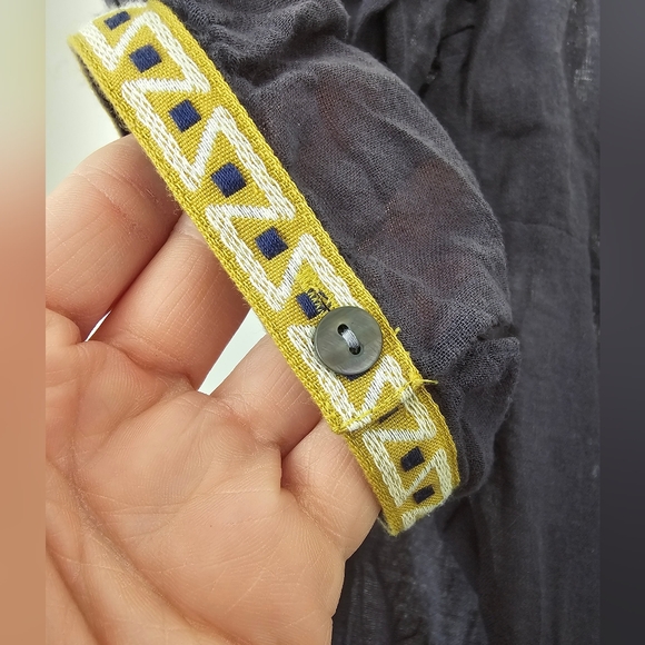 Velvet Gray Embroidered Sheer Dress Boho Festival Spring Pockets Size Small - Picture 7 of 11